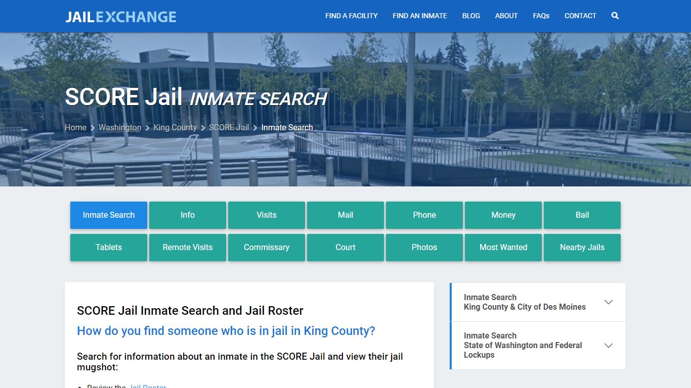 Inmate Search: Roster & Mugshots - SCORE Jail, WA - Jail Exchange